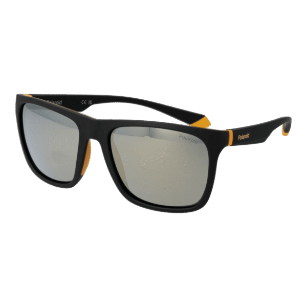 Polaroid Rechteck Sonnenbrille PLD 2141/S 56PGCLM in Schwarz – 45° Seitenansicht