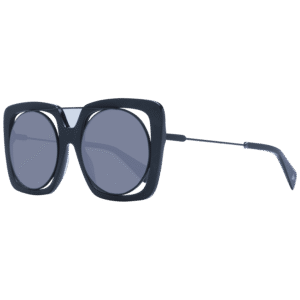 Yohji Yamamoto Rund Sonnenbrille YY7009 53002 in Schwarz – 45° Seitenansicht