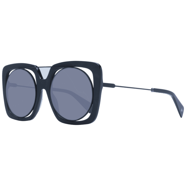 Yohji Yamamoto Rund Sonnenbrille YY7009 53002 in Schwarz – 45° Seitenansicht