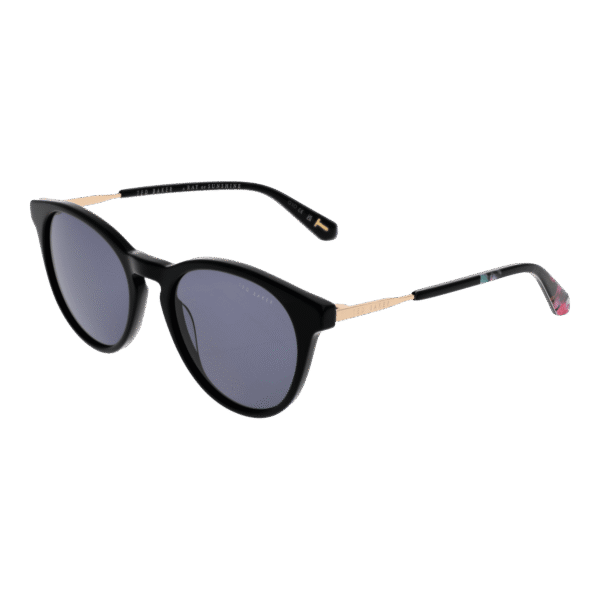 Ted Baker Rund Sonnenbrille TB1746 51001 in Schwarz – 45° Seitenansicht