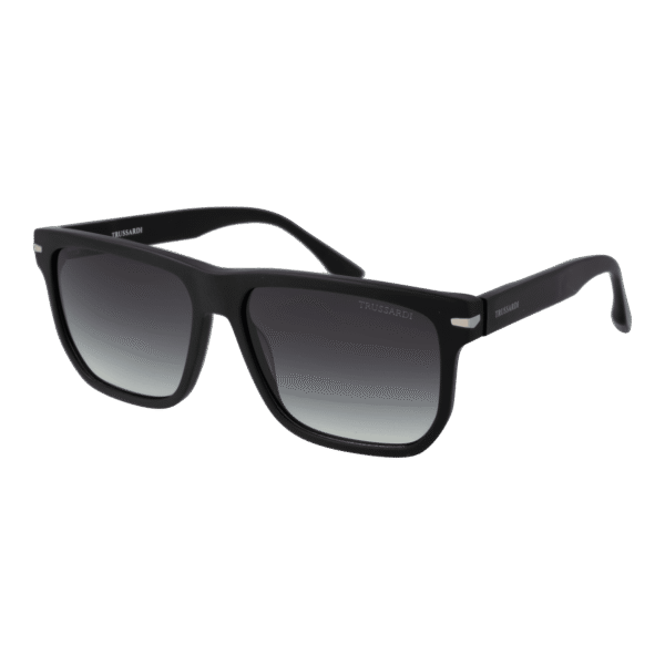 Trussardi Quadrat Sonnenbrille TSM9002 57A02 in Schwarz – 45° Seitenansicht