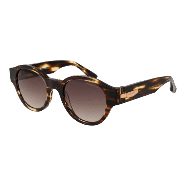 Trussardi Rund Sonnenbrille TSM9008 51E04 in Braun – 45° Seitenansicht