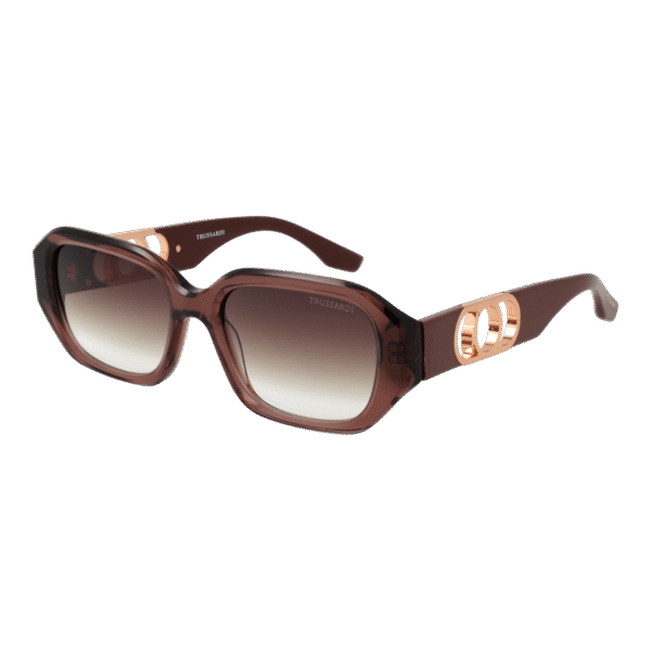 Trussardi Rechteck Sonnenbrille TSW9011 55T01 in Braun – 45° Seitenansicht