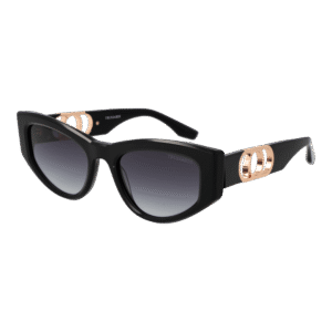 Trussardi Katzenaugen Sonnenbrille TSW9013 54A02 in Schwarz – 45° Seitenansicht
