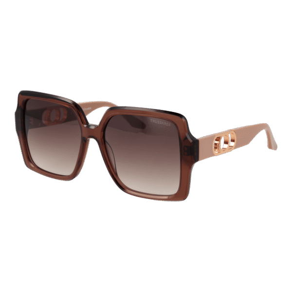 Trussardi Quadrat Sonnenbrille TSW9014 56T03 in Braun – 45° Seitenansicht