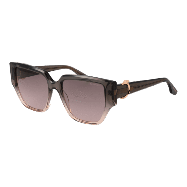 Trussardi Rechteck Sonnenbrille TSW9023 55C01 in Grau – 45° Seitenansicht