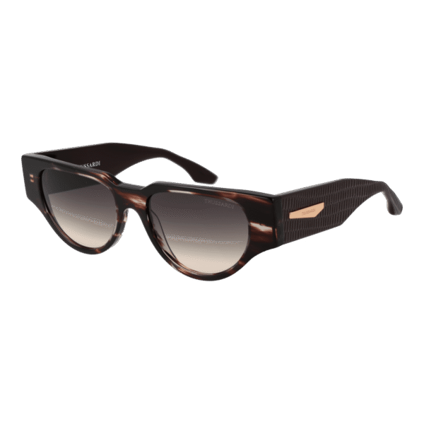 Trussardi Sonnenbrille TSW9035 54E01 – 45° Seitenansicht Trussardi Rechteck Sonnenbrille TSW9035 54E01 in Braun – 45° Seitenansicht