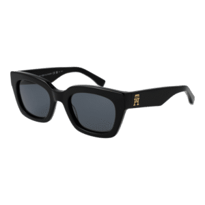 Tommy Hilfiger Oval Sonnenbrille TH 2052/S 51807IR in Schwarz – 45° Seitenansicht