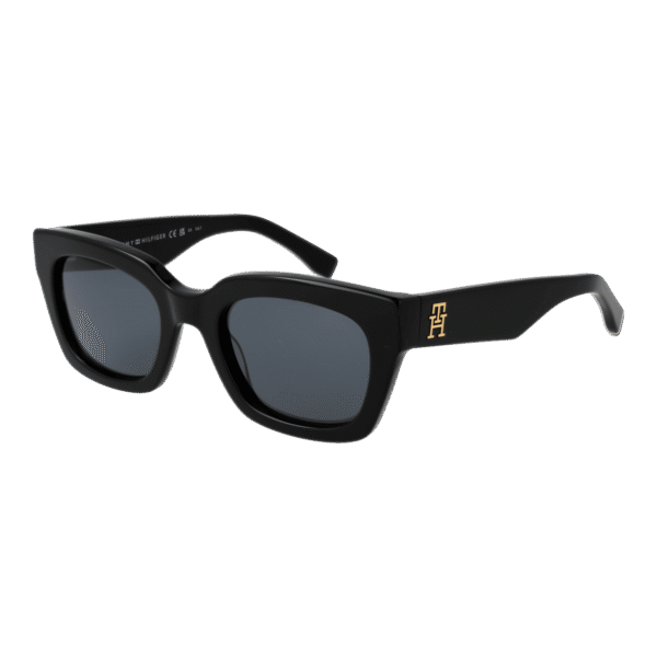 Tommy Hilfiger Oval Sonnenbrille TH 2052/S 51807IR in Schwarz – 45° Seitenansicht
