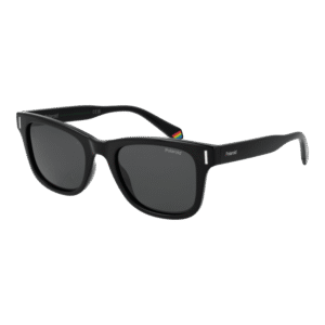 Polaroid Rechteck Sonnenbrille PLD 6206/S 51807M9 in Schwarz – 45° Seitenansicht