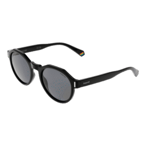 Polaroid Rund Sonnenbrille PLD 6207/S 52807M9 in Schwarz – 45° Seitenansicht