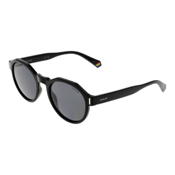 Polaroid Rund Sonnenbrille PLD 6207/S 52807M9 in Schwarz – 45° Seitenansicht