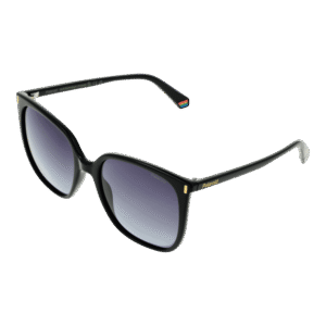 Polaroid Quadrat Sonnenbrille PLD 6218/S 56807WJ in Schwarz – 45° Seitenansicht