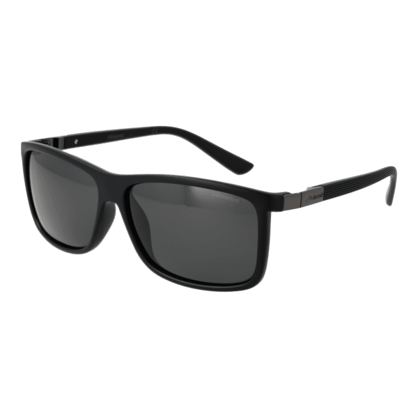Polaroid Rechteck Sonnenbrille P8346 59KIHY2 in Schwarz – 45° Seitenansicht