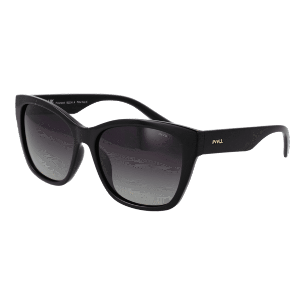 Invu Sonnenbrille B2330 57A – 45° Seitenansicht Invu Quadrat Sonnenbrille B2330 57A in Schwarz – 45° Seitenansicht