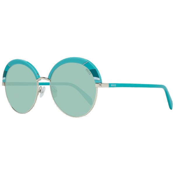 Pucci Oval Sonnenbrille EP0102 5789P in Türkis – 45° Seitenansicht