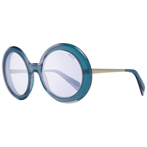 Pucci Rund Sonnenbrille EP0110 5780Y in Türkis – 45° Seitenansicht