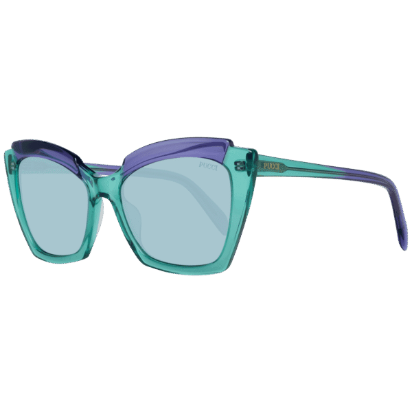 Pucci Katzenaugen Sonnenbrille EP0145 5687V in Grün – 45° Seitenansicht