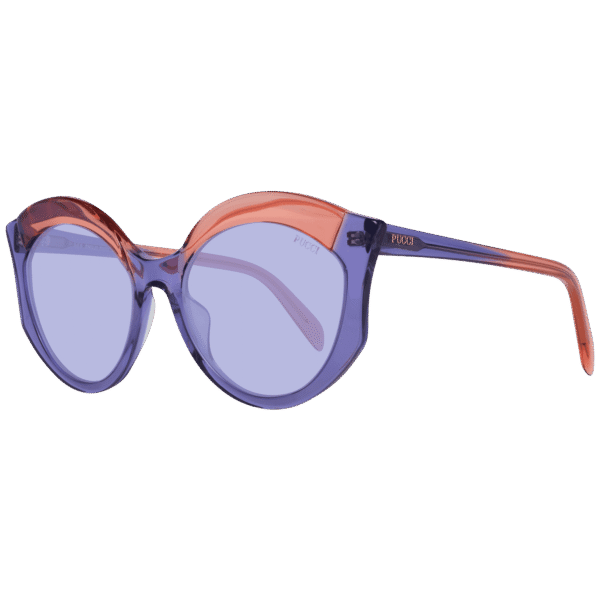 Pucci Sonnenbrille EP0146 5683Y – 45° Seitenansicht Pucci Schmetterling Sonnenbrille EP0146 5683Y in Lila – 45° Seitenansicht
