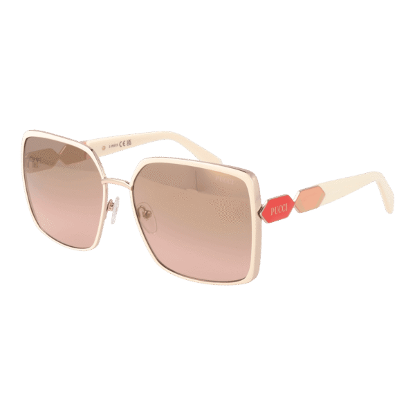 Pucci Quadrat Sonnenbrille EP0169 6024G in Creme – 45° Seitenansicht