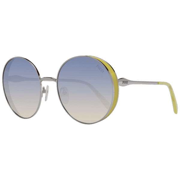 Pucci Rund Sonnenbrille EP0187 5616B in Silber – 45° Seitenansicht