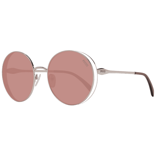 Pucci Rund Sonnenbrille EP0187 5628S in Rosé Gold – 45° Seitenansicht