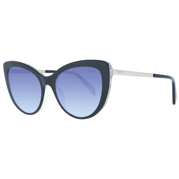 Pucci Katzenaugen Sonnenbrille EP0191 5601B in Schwarz – 45° Seitenansicht