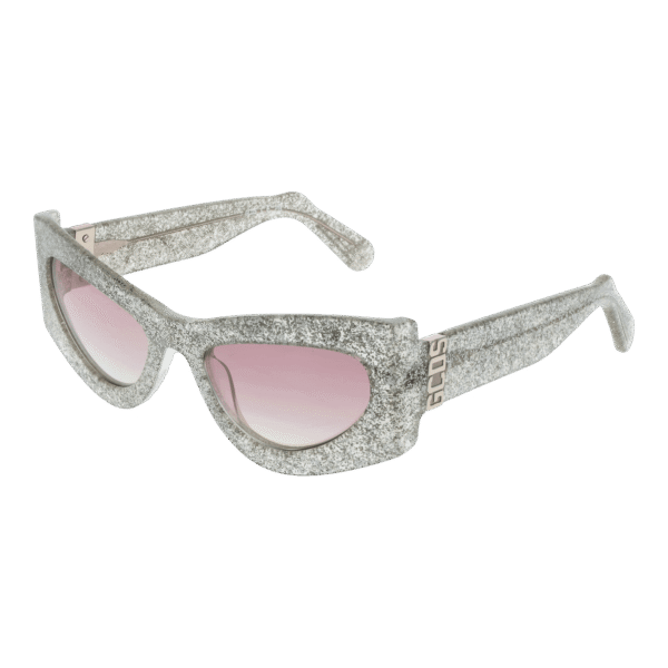 GCDS Sonnenbrille GD0036 5424U – 45° Seitenansicht GCDS Katzenaugen Sonnenbrille GD0036 5424U in Silber – 45° Seitenansicht