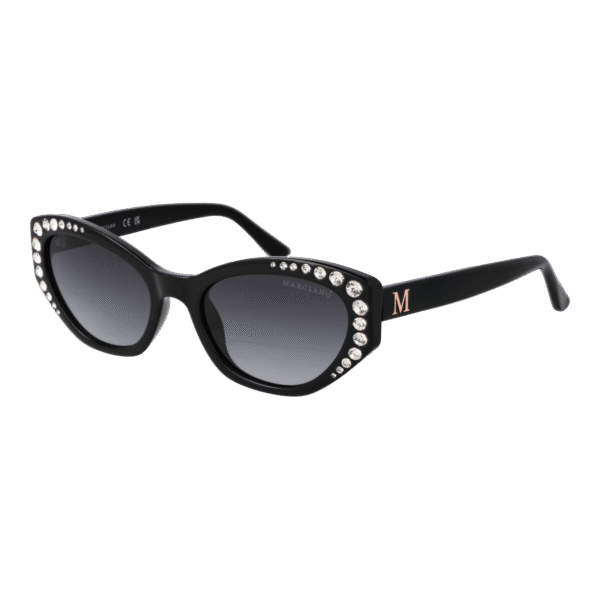 Marciano by Guess Oval Sonnenbrille GM00001 5501B in Schwarz – 45° Seitenansicht