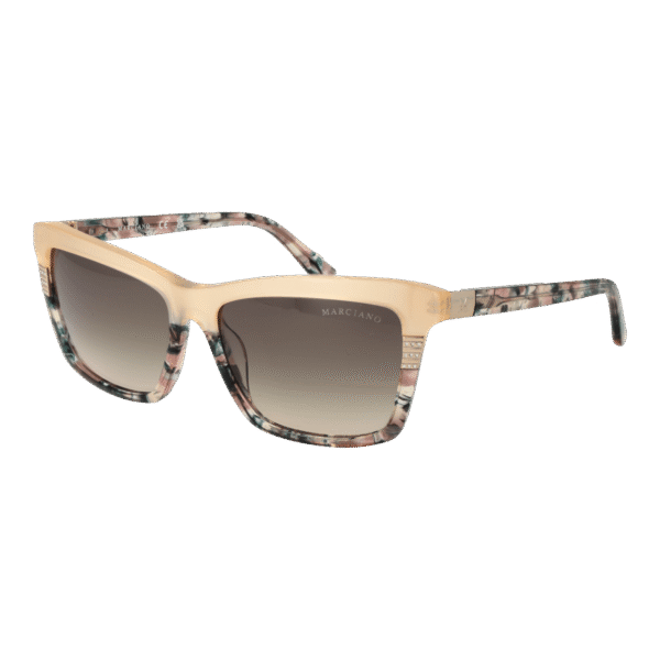 Marciano by Guess Rechteck Sonnenbrille GM00010 5759P in Beige – 45° Seitenansicht