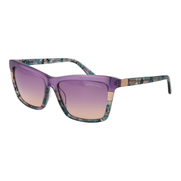Marciano by Guess Rechteck Sonnenbrille GM00010 5783Z in Lila – 45° Seitenansicht