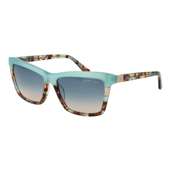 Marciano by Guess Rechteck Sonnenbrille GM00010 5789W in Türkis – 45° Seitenansicht