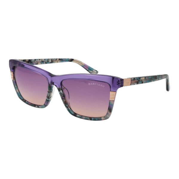 Marciano by Guess Rechteck Sonnenbrille GM00010 5781Z in Lila – 45° Seitenansicht