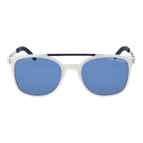 Funky Buddha Sonnenbrille FBS2000 53005 – Frontansicht mit Metall Rahmen und Blau Gläsern