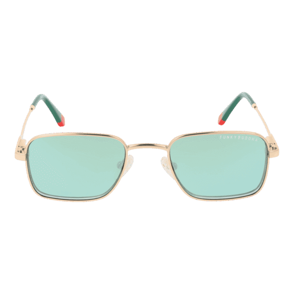 Funky Buddha Sonnenbrille FBS2028 48004 – Frontansicht mit Metall Rahmen und Grün Gläsern