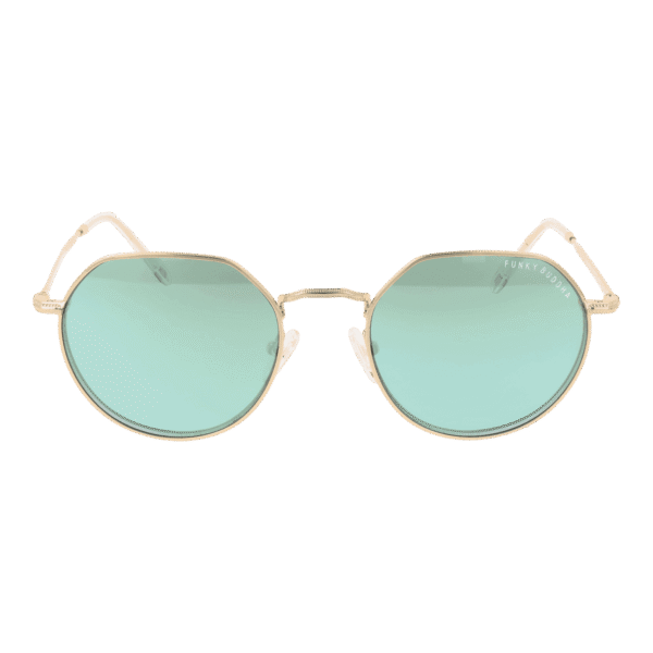 Funky Buddha Sonnenbrille FBS2031 53001 – Frontansicht mit Metall Rahmen und Grün Gläsern
