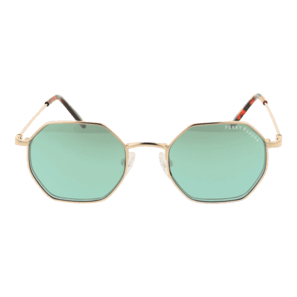 Funky Buddha Sonnenbrille FBS2032 49001 – Frontansicht mit Metall Rahmen und Grün Gläsern