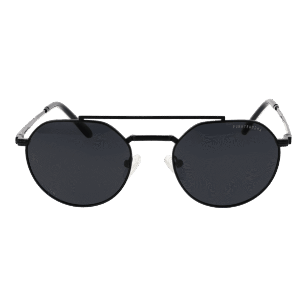 Funky Buddha Sonnenbrille FBS2057 53002 – Frontansicht mit Metall Rahmen und Grau Gläsern
