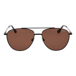 Hackett Sonnenbrille HSK1148 56002 – Frontansicht mit Metall Rahmen und Braun Gläsern