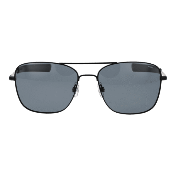 Invu Sonnenbrille B1206 57C – Frontansicht mit Metall Rahmen und Grau Gläsern