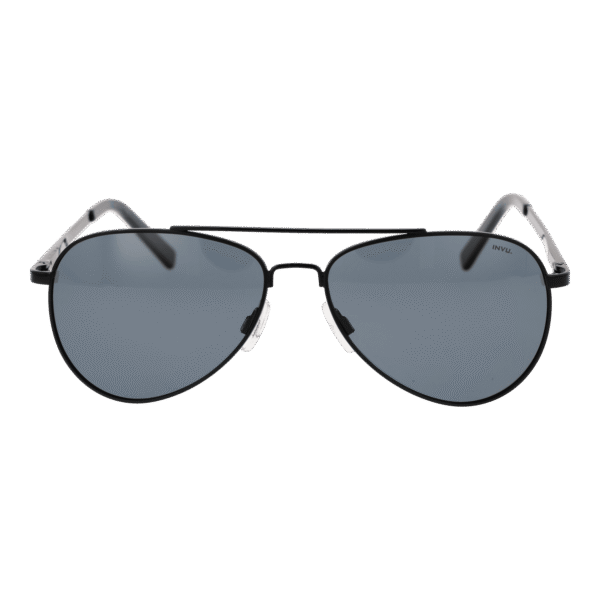 Invu Sonnenbrille B1306 58A – Frontansicht mit Metall Rahmen und Grau Gläsern