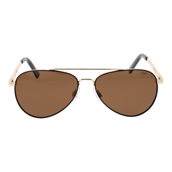 Invu Sonnenbrille B1306 58C – Frontansicht mit Metall Rahmen und Braun Gläsern