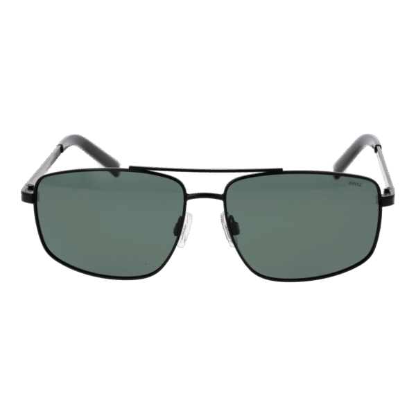 Invu Sonnenbrille B1312 58A – Frontansicht mit Metall Rahmen und Grün Gläsern