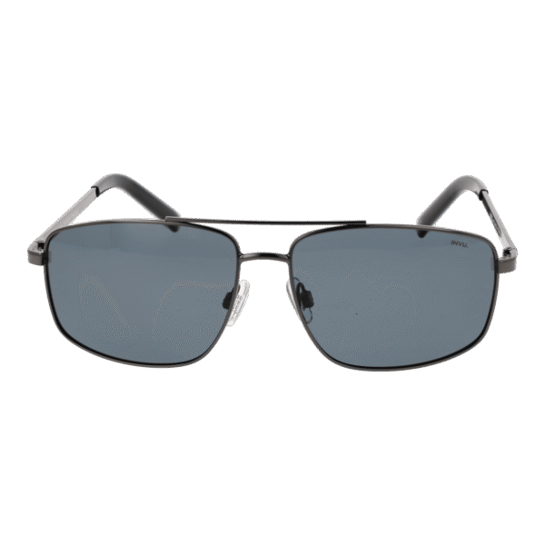 Invu Sonnenbrille B1312 58B – Frontansicht mit Metall Rahmen und Grau Gläsern