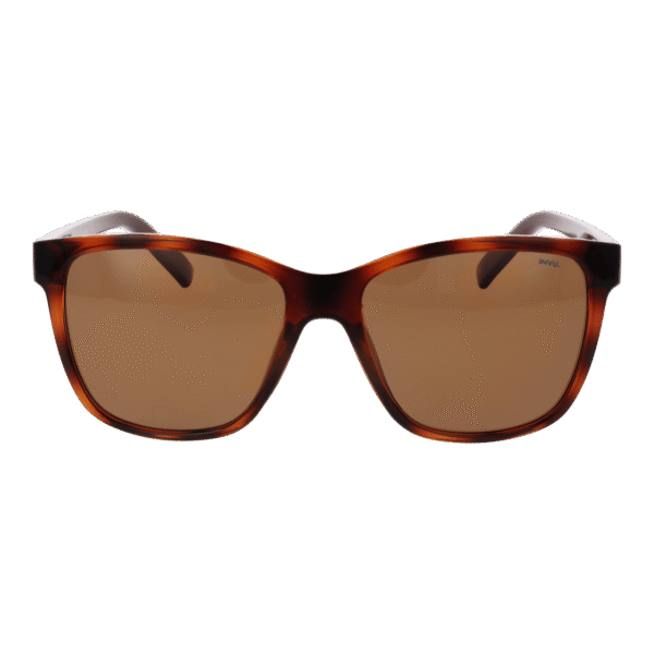 Invu Sonnenbrille B2214 55B – Frontansicht mit Kunststoff Rahmen und Braun Gläsern