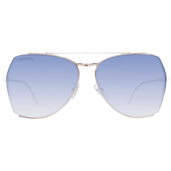 Longines Sonnenbrille LG0004-H 6233W – Frontansicht mit Metall Rahmen und Blau Gläsern