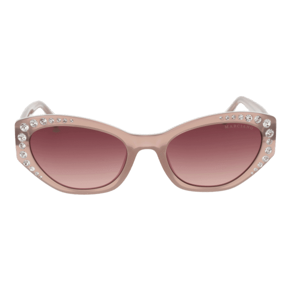 Marciano by Guess Sonnenbrille GM00001 5559T – Frontansicht mit Edelstahl Rahmen und Pink Gläsern