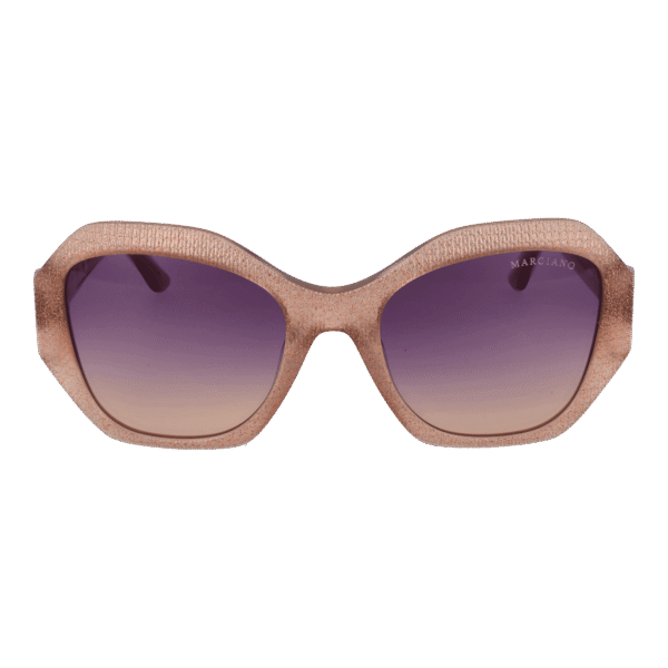 Marciano by Guess Sonnenbrille GM00007 5457Z – Frontansicht mit Azetat Rahmen und Lila Gläsern