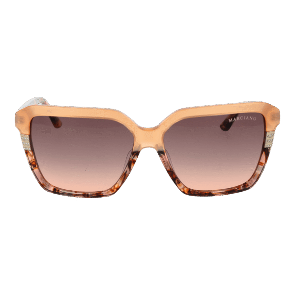 Marciano by Guess Sonnenbrille GM00009 5844F – Frontansicht mit Azetat Rahmen und Braun Gläsern