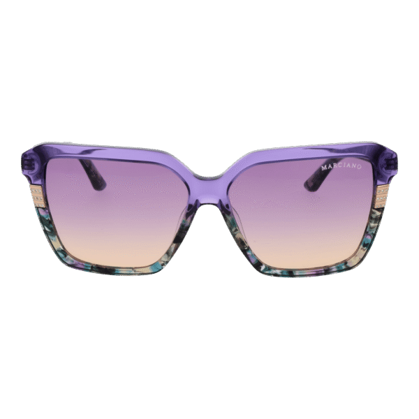 Marciano by Guess Sonnenbrille GM00009 5881Z – Frontansicht mit Azetat Rahmen und Lila Gläsern